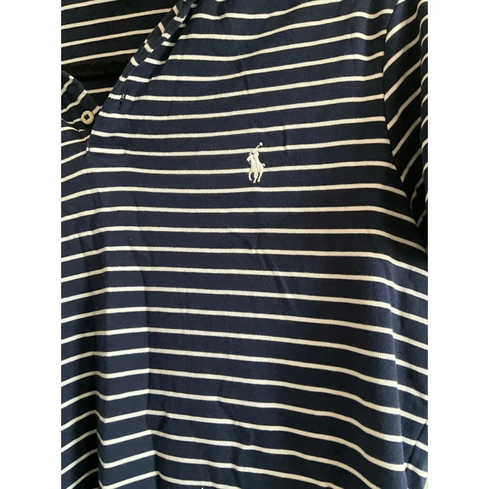 Polo Ralph Lauren navy blue and white striped short-sleeve polo shirt Large